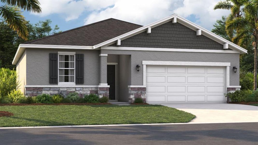 Front exterior of a new home in Wynnstone, Davenport, FL, highlighting curb appeal (Image 21). Front exterior of a new home in Wynnstone, Davenport, FL, highlighting curb appeal (Image 21).