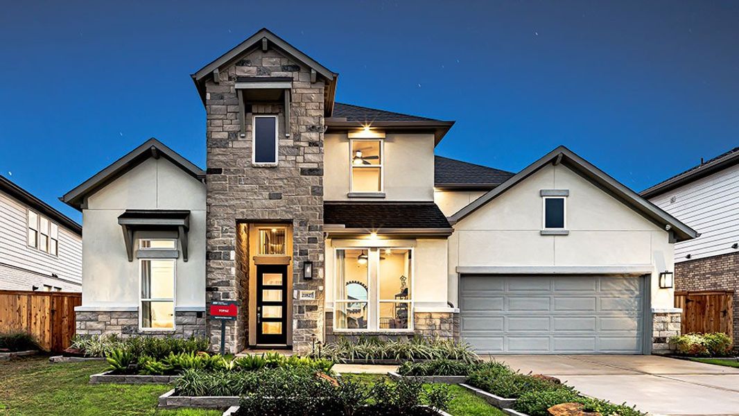 Representative exterior photo of a completed home built from the Topaz by Taylor Morrison in Avalon at Cypress 60s, Cypress, TX (Image 25). Representative exterior photo of a completed home built from the Topaz by Taylor Morrison in Avalon at Cypress 60s, Cypress, TX (Image 25).