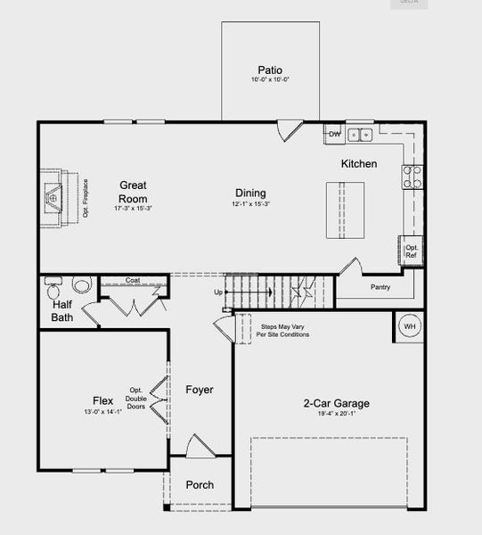 2D floor plan layout for the Prescott by Taylor Morrison in Falls Creek, Flowery Branch, GA (Image 3).