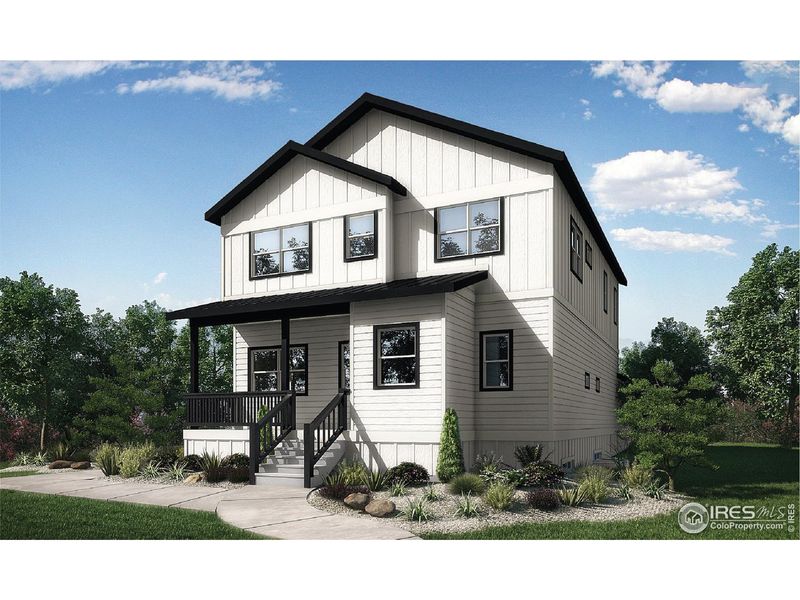 Front exterior of a new home in Taft Gardens, Loveland, CO, highlighting curb appeal (Image 25).