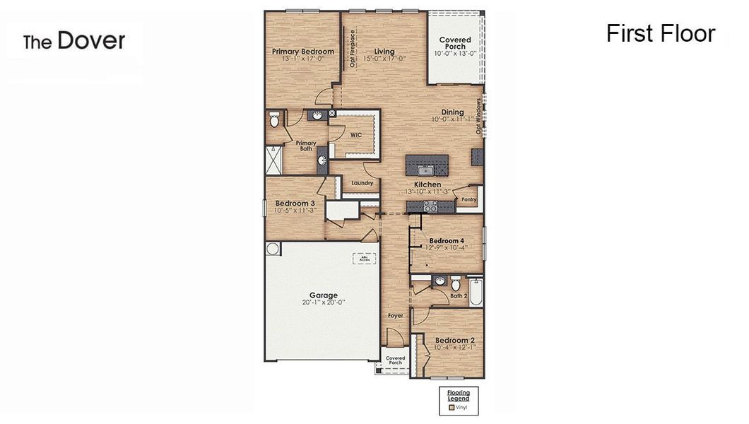 2D floor plan layout for the Dover by D.R. Horton in Eagle Creek, Bolivia, NC (Image 21). 2D floor plan layout for the Dover by D.R. Horton in Eagle Creek, Bolivia, NC (Image 21).