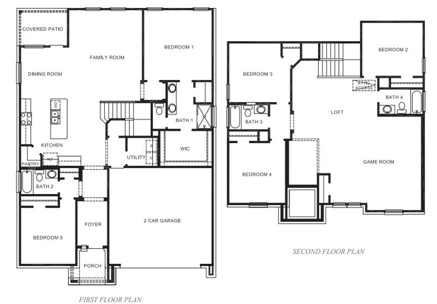 2D floor plan layout for the The RedRock by D.R. Horton in Westmont, Lubbock, TX (Image 4).