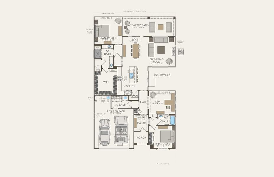 2D floor plan layout for the Haven by Del Webb in Sun City Festival, Buckeye, AZ (Image 3).