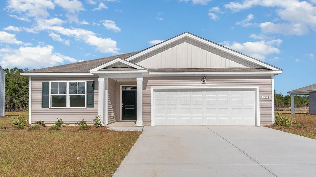 Representative exterior photo of a completed home built from the Aria by D.R. Horton in Pinewood Estates, Conway, SC (Image 14). Representative exterior photo of a completed home built from the Aria by D.R. Horton in Pinewood Estates, Conway, SC (Image 14).