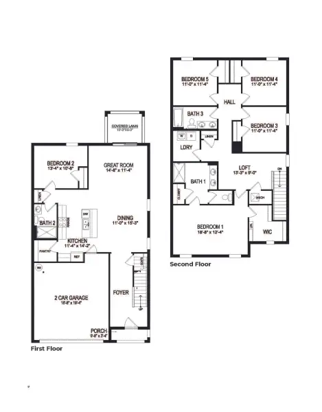 2D floor plan layout of this home in Coral Bay - Express & Tradition, North Fort Myers, FL (Image 2).