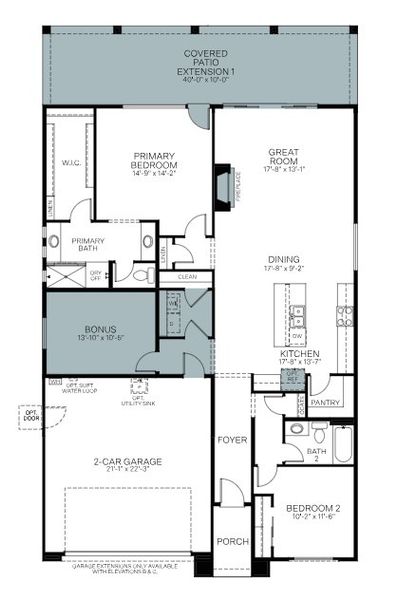2D floor plan layout of this home in Horizon at The Dells, Prescott, AZ (Image 5).