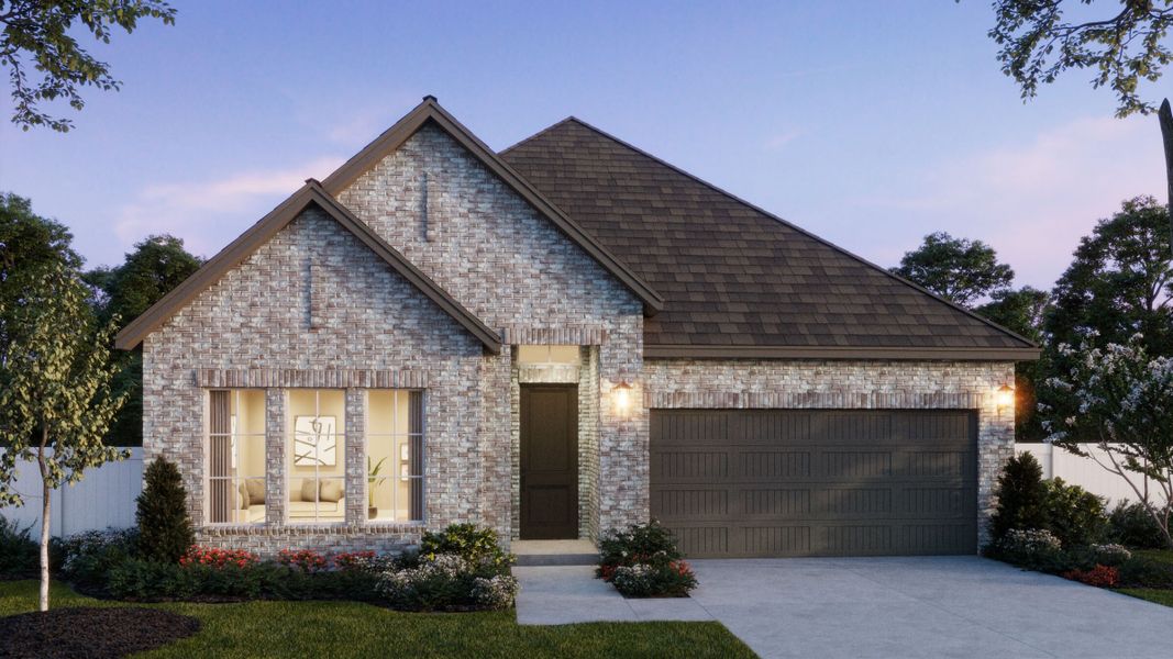 Representative exterior photo of a completed home built from the Brice II by Normandy Homes in Painted Tree - Woodland West, McKinney, TX (Image 5). Representative exterior photo of a completed home built from the Brice II by Normandy Homes in Painted Tree - Woodland West, McKinney, TX (Image 5).