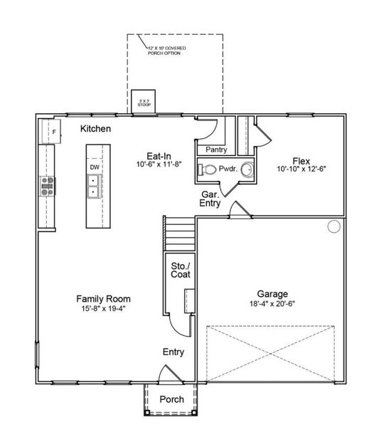 2D floor plan layout for the McDowell - Genesis Value Collection by Mungo Homes in Leander Lee Preserve, Lillington, NC (Image 4).