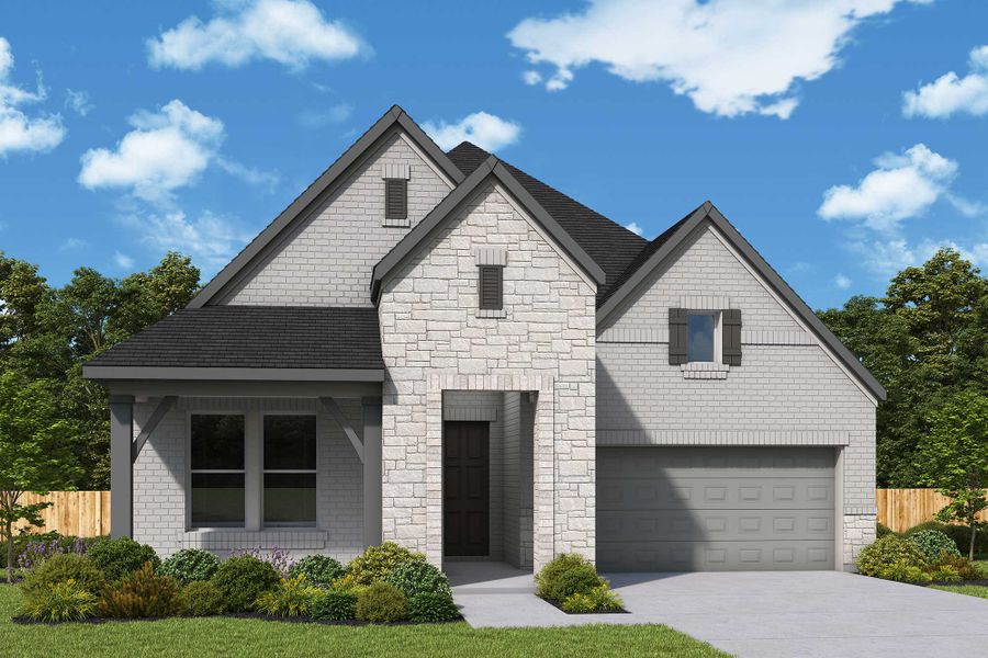 Representative exterior photo of a completed home built from the The Jasmine by David Weekley Homes in Mantua Point Classics, Van Alstyne, TX (Image 15).