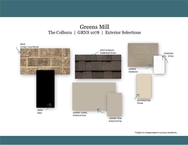 Sample of building materials used in homes in The Landing at Greens Mill, Columbia (Image 47).