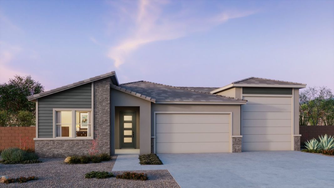 Representative exterior photo of a completed home built from the Chiffon by Mattamy Homes in Saguaro Reserve II, Marana, AZ (Image 1).