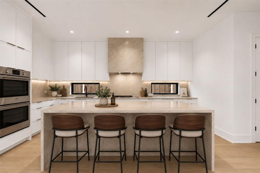 Note the Bosch appliances including panel front refrigerator. *Virtually staged.