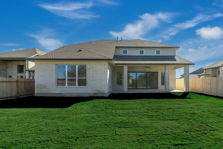 Exterior details and patio area of a home in Santa Rita Ranch - 60', Liberty Hill (Image 3). Exterior details and patio area of a home in Santa Rita Ranch - 60', Liberty Hill (Image 3).