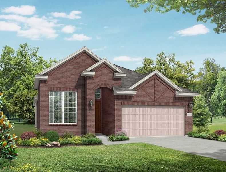 Front exterior of a new home in Wood Leaf Reserve, Tomball, TX, highlighting curb appeal (Image 22).