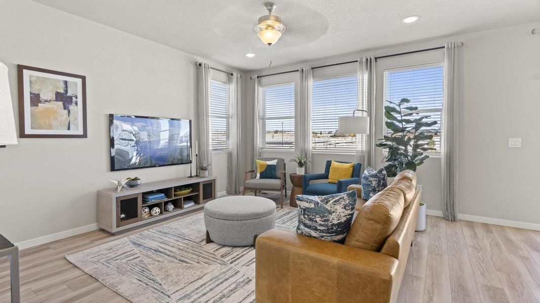 Furnished interior view inside a new home in Trails at Aspen Ridge-3, Colorado Springs (Image 7). Furnished interior view inside a new home in Trails at Aspen Ridge-3, Colorado Springs (Image 7).