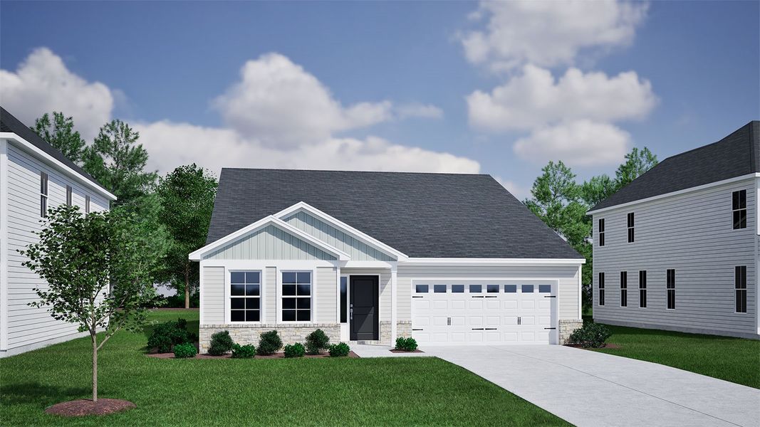 Representative exterior photo of a completed home built from the Lanier - Genesis Value Collection by Mungo Homes in Rich Square, Ash, NC (Image 11).