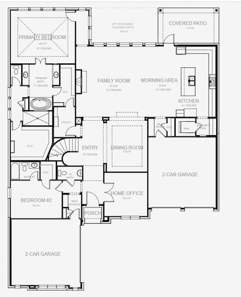 2D floor plan layout for the 4132W by Perry Homes in Sonoma Verde 70', Rockwall, TX (Image 3). 2D floor plan layout for the 4132W by Perry Homes in Sonoma Verde 70', Rockwall, TX (Image 3).