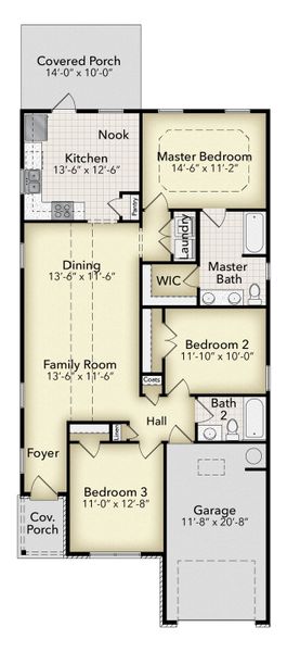2D floor plan layout for the 1379 by Adams Homes in Fox Glenn, Panama City, FL (Image 3). 2D floor plan layout for the 1379 by Adams Homes in Fox Glenn, Panama City, FL (Image 3).