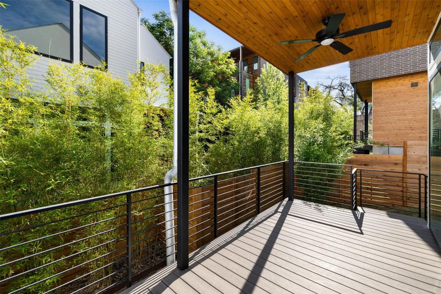Balcony with a ceiling fan