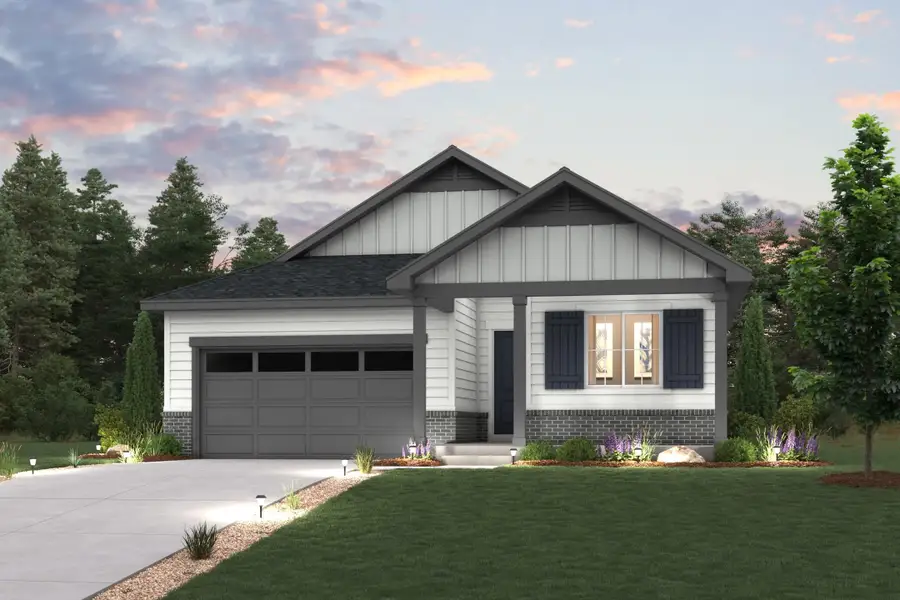 Representative exterior photo of a completed home built from the The Cumberland by Century Communities in Painted Prairie, Aurora, CO (Image 1). Representative exterior photo of a completed home built from the The Cumberland by Century Communities in Painted Prairie, Aurora, CO (Image 1).