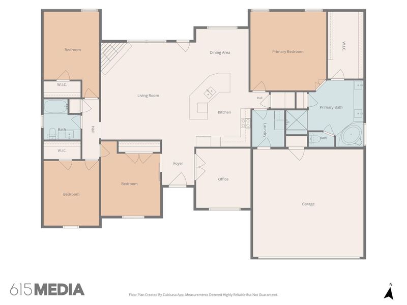 A thoughtful single-story layout that balances open gathering spaces with private bedroom retreats.