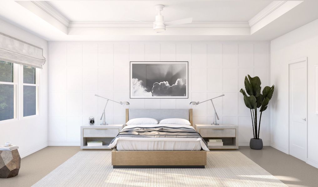 Primary suite with decorative feature wall