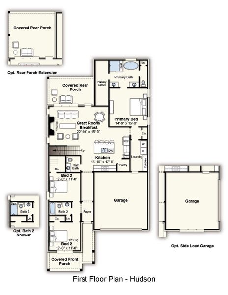 2D floor plan layout for the Hudson by Grant & Co in Lockwood, Collierville, TN (Image 3).