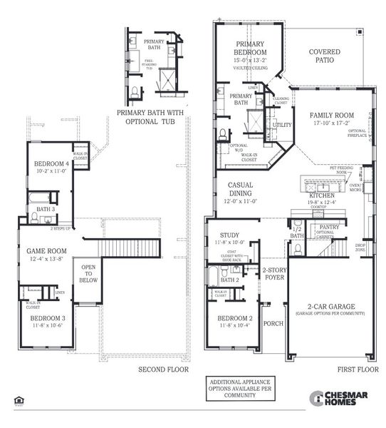 2D floor plan layout of this home in Blue Heron, Mont Belvieu, TX (Image 4).