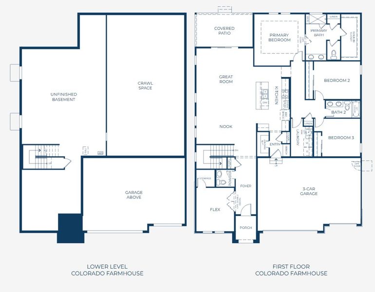 2D floor plan layout for the 5002 by New Home Co. in The Estates Collection at Murphy Creek, Aurora, CO (Image 3).
