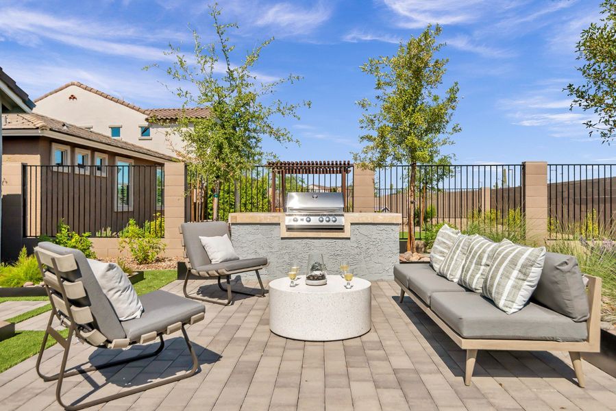 Exterior details and patio area of a home in Icon at Thunderbird, Glendale (Image 4). Exterior details and patio area of a home in Icon at Thunderbird, Glendale (Image 4).