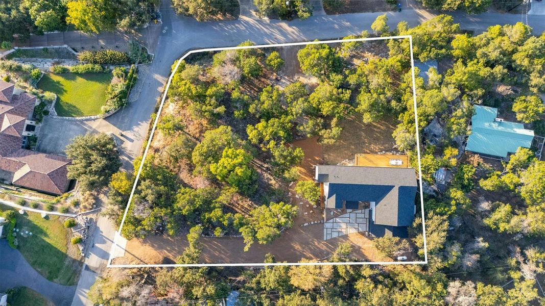 Aerial view of the property with boundary outlines.