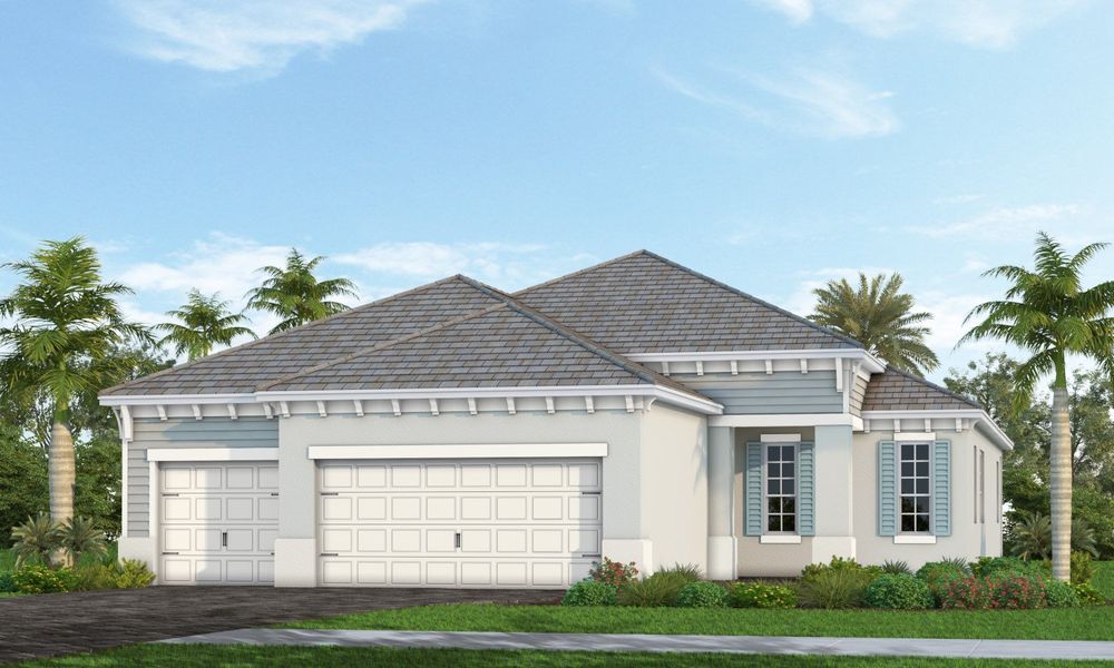Representative exterior photo of a completed home built from the Sea Star by Neal Communities in Palm Grove, Bradenton, FL (Image 1). Representative exterior photo of a completed home built from the Sea Star by Neal Communities in Palm Grove, Bradenton, FL (Image 1).