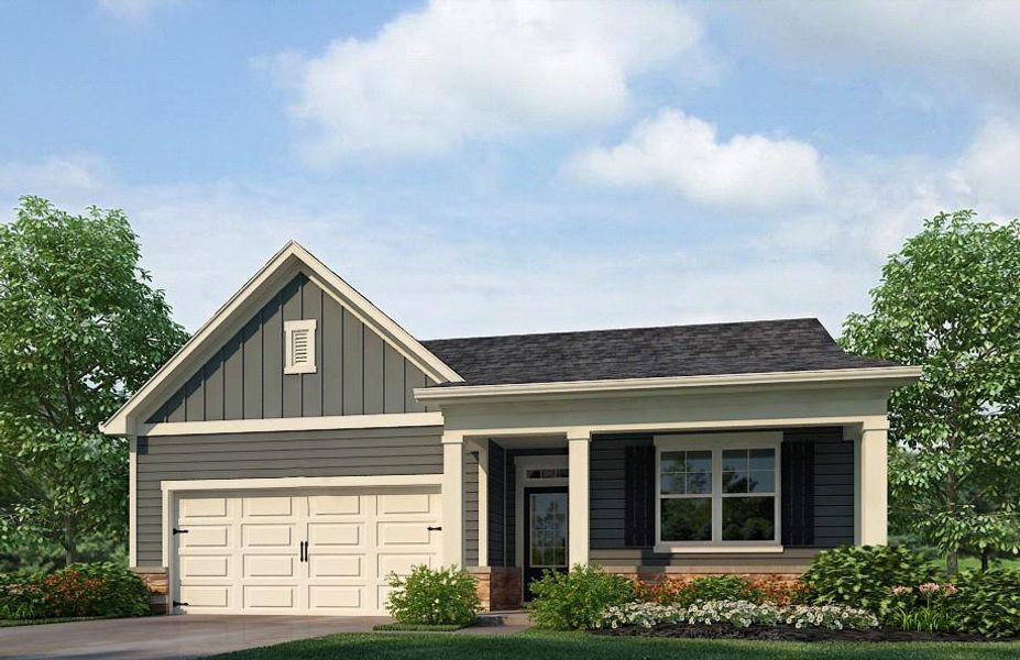 Front exterior of a new home in Fairhaven, Lithia Springs, GA, highlighting curb appeal (Image 1).