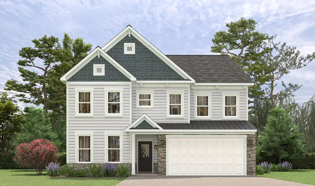 Representative exterior photo of a completed home built from the Jordan by Caruso Homes in Blue Run, Raleigh, NC (Image 21). Representative exterior photo of a completed home built from the Jordan by Caruso Homes in Blue Run, Raleigh, NC (Image 21).