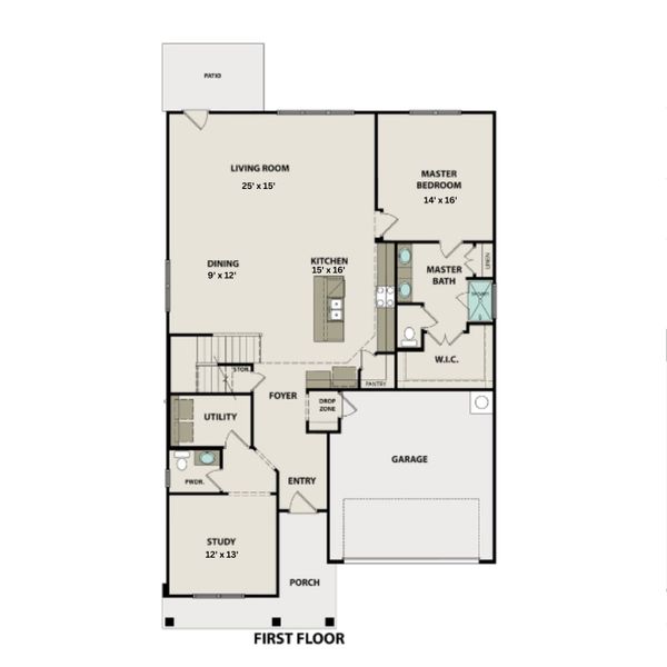 2D floor plan layout of this home in Woods Crossing, Gallatin, TN (Image 6).