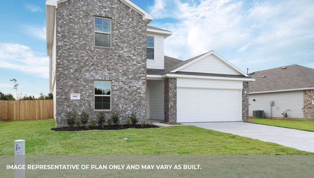 Representative exterior photo of a completed home built from the Midland by D.R. Horton in Harrington Trails at The Canopies, New Caney, TX (Image 21).