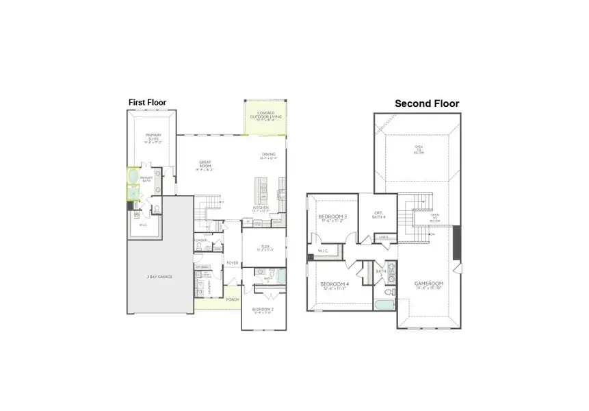 2D floor plan layout of this home in View at the Reserve, Mansfield, TX (Image 2). 2D floor plan layout of this home in View at the Reserve, Mansfield, TX (Image 2).