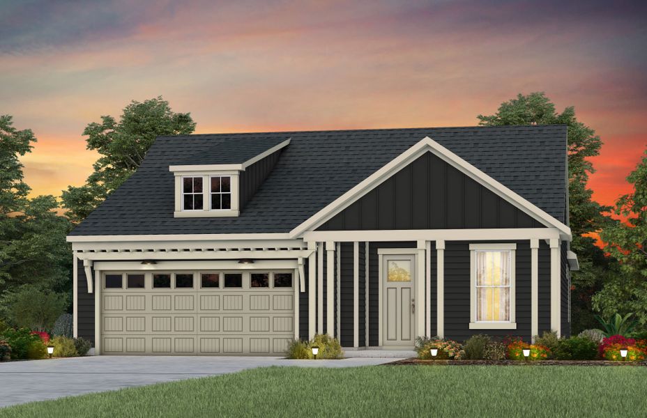 Representative exterior photo of a completed home built from the Mainstay by Del Webb in Carolina Riverside, Belmont, NC (Image 20). Representative exterior photo of a completed home built from the Mainstay by Del Webb in Carolina Riverside, Belmont, NC (Image 20).