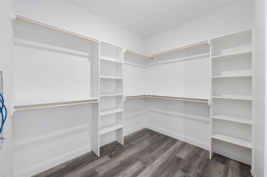 Spacious closet featuring dark wood finished floors Spacious closet featuring dark wood finished floors