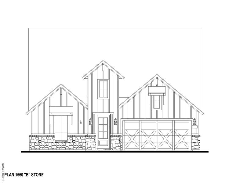 Plan 1560 Elevation B w/ Stone Plan 1560 Elevation B w/ Stone