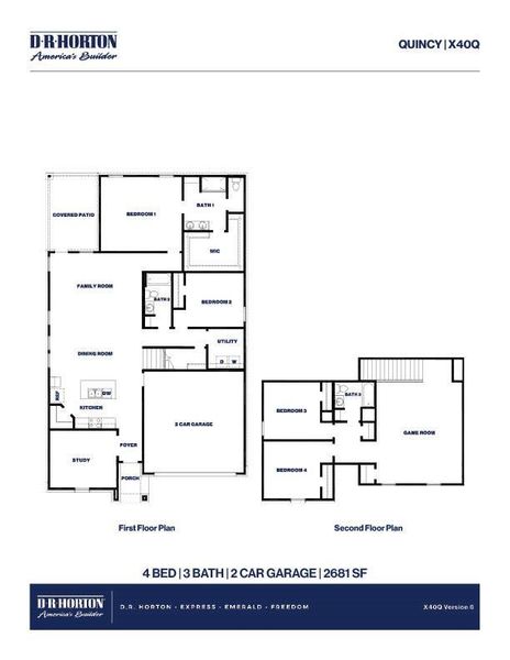 2D floor plan layout of this home in Grand Pines, Magnolia, TX (Image 2).