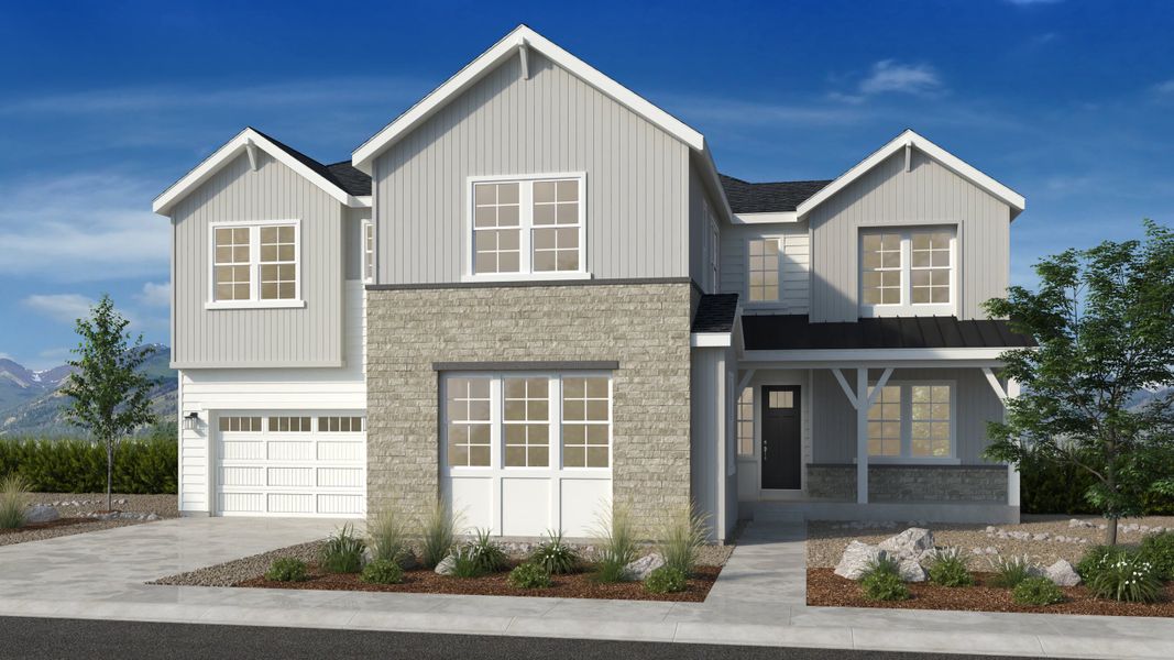Representative exterior photo of a completed home built from the Crestmont by Taylor Morrison in Macanta, Castle Rock, CO (Image 2). Representative exterior photo of a completed home built from the Crestmont by Taylor Morrison in Macanta, Castle Rock, CO (Image 2).