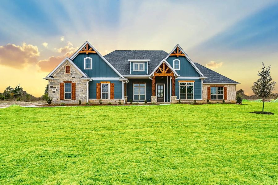 Representative exterior photo of a completed home built from the The Nathan by Elmwood Custom Homes in Ranch at Stone Hill, Waxahachie, TX (Image 1).