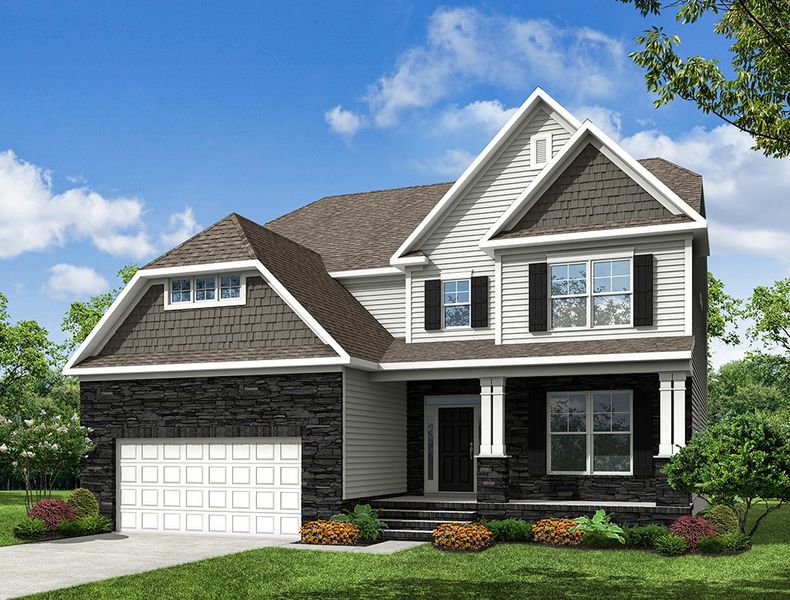 Representative exterior photo of a completed home built from the Hamilton by Eastwood Homes in Hillcrest Grove, Wendell, NC (Image 8).