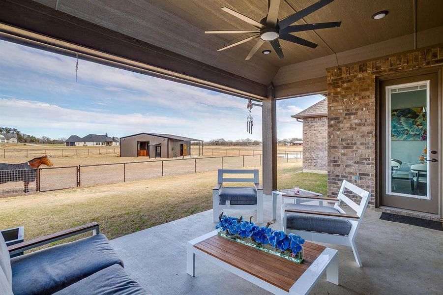Exterior details and patio area of a home in Santana Ridge - Brock ISD, Weatherford (Image 23).
