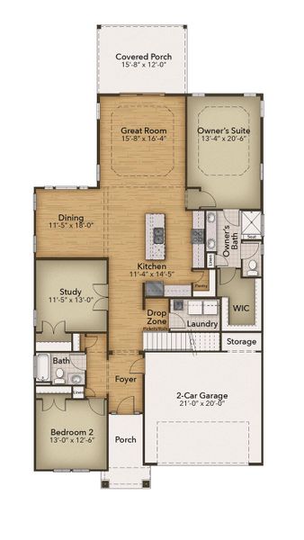 2D floor plan layout of this home in Waterbridge, Myrtle Beach, SC (Image 3).