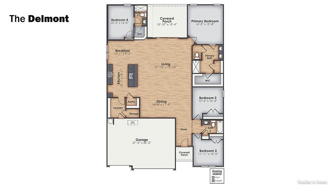 2D floor plan layout of this home in Merchant Point, Jacksonville, NC (Image 4).