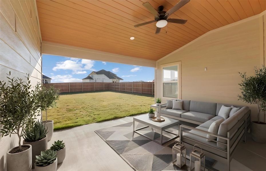 Exterior details and patio area of a home in Saddleback at Santa Rita Ranch, Liberty Hill (Image 25).