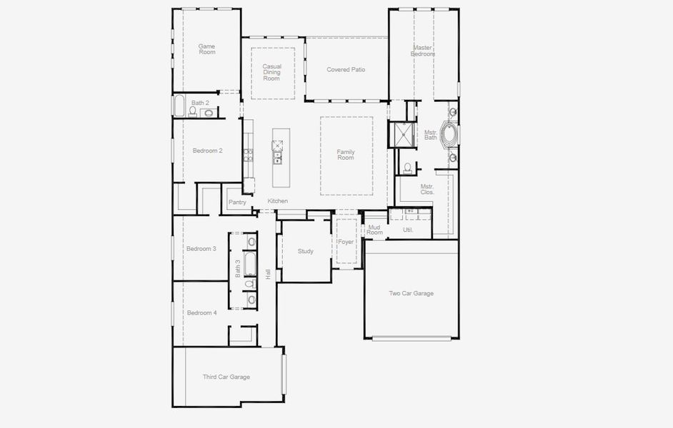 2D floor plan layout of this home in Myrtle Creek, Waxahachie, TX (Image 2).