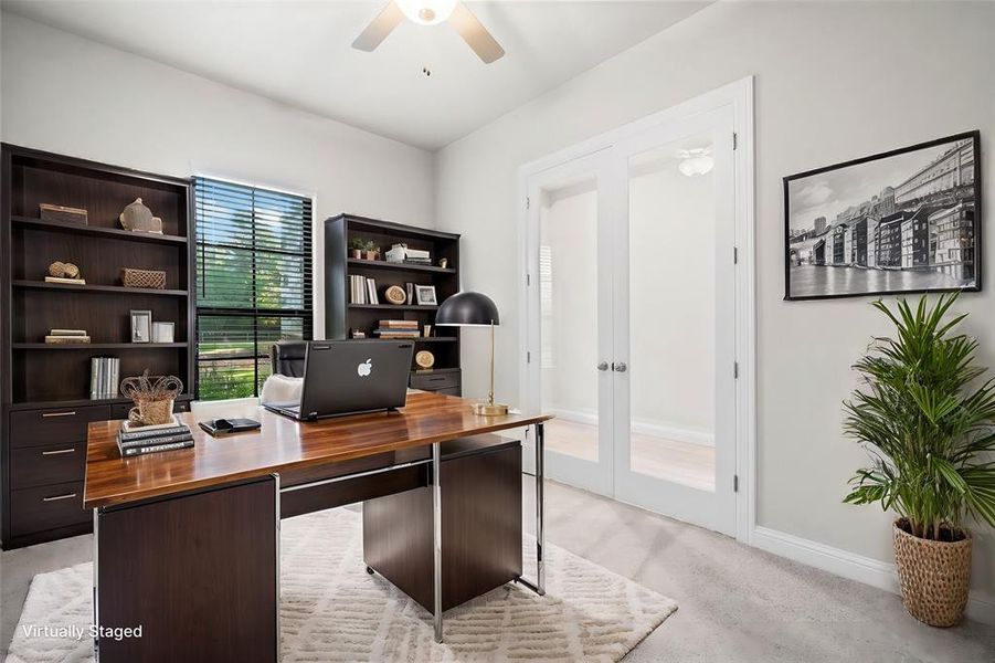 Home office/study with French doors.